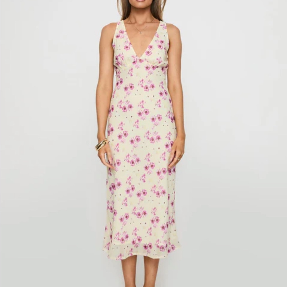 Princess Polly Nellie Midi Dress Yellow Floral Floral Pink and Yellow Dress sz6